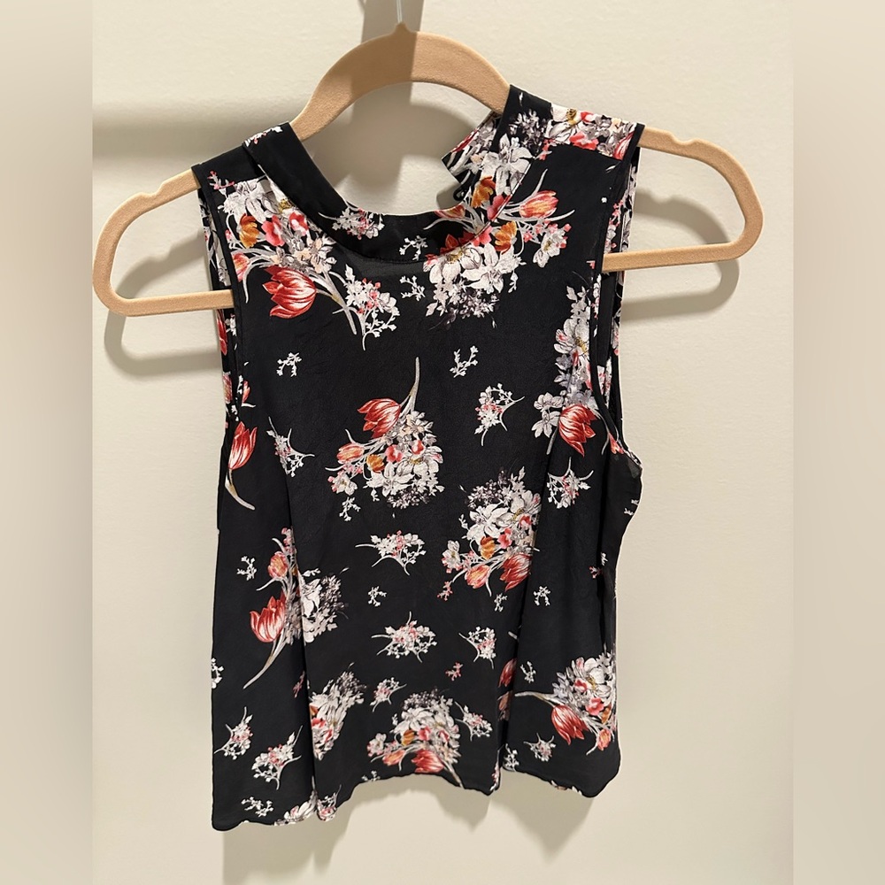 Maeve black floral tank top
